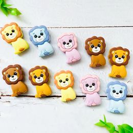 50pc Silicona TEATHER BEADS Lion Baby Toy Diy Pacificador Collar Collares Posting Mordedura Chew Rodente Para Dentitud de niños Juguetes 240407