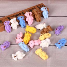 50pc Super Kawaii Mini 4cm Joint Bowtie Teddy Bear Plush Kids Toys Gard Dolls Wedding Gift For Children Y0106286B