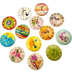 50PC Vintage bois horloge couture accessoires boutons 2 trous couture Scrapbooking artisanat accessoires pour vêtements sacs 40SP18251J