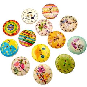 50PC Vintage bois horloge couture accessoires boutons 2 trous couture Scrapbooking artisanat accessoires pour vêtements sacs 40SP18283p