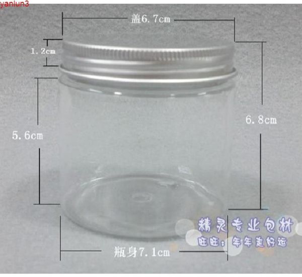 50pclot 200 ml en plastique clair en plastique cosmétique Pet Pet Sérum Bouteille en aluminium Cap de fil 200g Fichette Crème Factory Wholegood QTY6846764