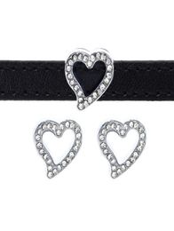 50pclot 8 mm Rhinestones Heart Slide Charm Fit voor 8mm polsband armband Pet Collar Diy Accessoires7096563