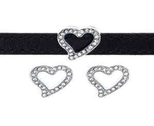 Lot de 50 breloques coulissantes en forme de cœur, strass de 8mm, adaptées au bracelet de 8mm, collier pour animaux de compagnie, accessoires de bricolage, 7593141