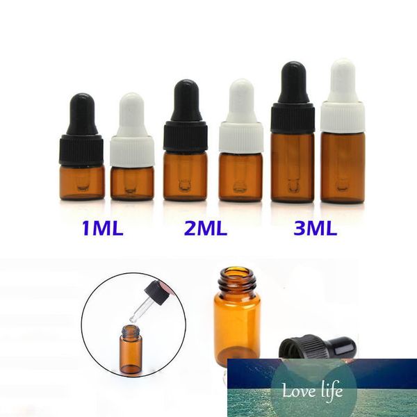 50 pièces 1/2/3 ml ambre verre compte-gouttes goutte aromathérapie réactif liquide Pipette bouteille rechargeable Boston bouteilles échantillon flacons