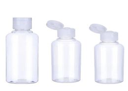 50 peças 10 30 50 60 100 ml vazio pacote de plástico transparente garrafa de água cristalina tampa superior flip recipientes de embalagem t201164276