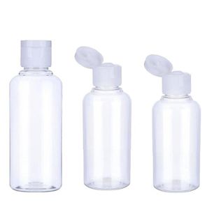50pcs 10 30 50 50 60 100 ml de paquete de plástico transparente vacío Copa de agua Botella de agua Cristal transparente Flip Top Contenedores de envasado T207030714