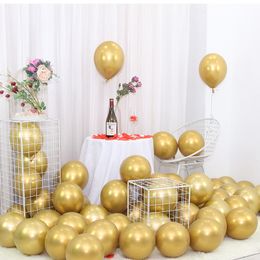 50 stks 10 inch metalen gouden ballon verjaardag decoratie bruiloft slaapkamer achtergrond muurarrangement chroom ballon