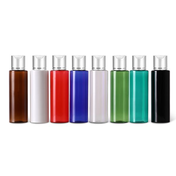 Bouteilles vides en plastique pour Lotion, 100ml, 120ml, 150ml, disque en aluminium argenté, capuchon supérieur, savon liquide, taille voyage, soins personnels, SPA, 50 pièces