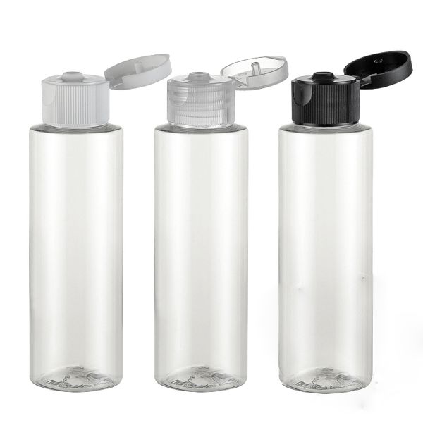 Livraison gratuite (50 pcs) bouteille pet transparente de 100 ml avec capuchon rabattable, bouteille de crème en plastique transparent de 100cc, emballage cosmétique de 100 ml