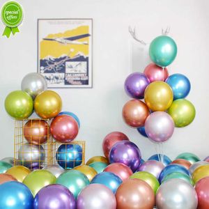 50 Uds. De globos de látex de perlas de Metal brillante de 10 pulgadas, colores metálicos cromados gruesos, bolas de aire de helio, decoración de fiesta de cumpleaños