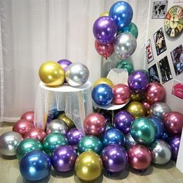 Ballons en Latex métal or argent noir 10 pouces, 50 pièces, décorations de mariage, ballons à hélium mat, décoration de fête d'anniversaire pour adultes 294s