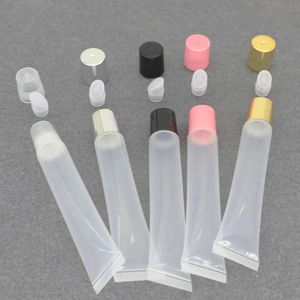 50pcs 10ml 16ml 20ml tube de rouge à lèvres vide, tuyau souple de baume à lèvres, sous-embouteillage de maquillage, conteneur de brillant à lèvres en plastique transparent F606 201012