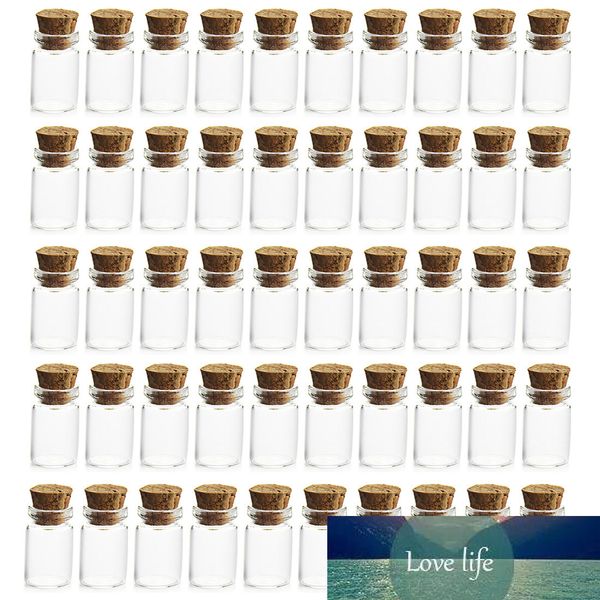 50pcs 11 * 22mm 1ml mini verre bouteilles de verre petit avec bouchons de liège Vide échantillon de rangement pots petits cadeaux conteneurs vente chaude