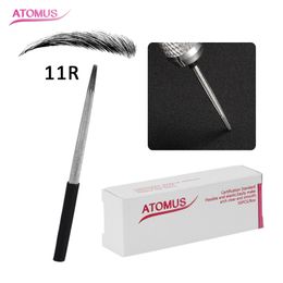 50 stks 11pin Disposable naalden Microblade Pre-gesteriliseerde Wenkbrauw Tattoo Supply Microblading Naald Medical Grade Tattoo Tool Eye Whop