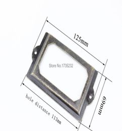 50 stks 12569mm grote kaarthouder meta label frame vintage bronzen decoreren houten plank rand tag mouw lade tag frame8350992