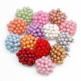 50 stks 12mm Mini Parel Plastic Stamens Kunstbloemen Fruit Stamens Cherry voor Bruiloft Kerst DIY Geschenkdoos Kransen Decoratie