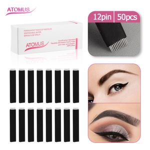 50 stks 12pin Eye Brow Tattoo Supply MicroBlade Naalden Medische Graad Tool Tattoo Accessoires Permanente Make-up