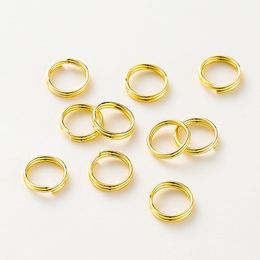 50 uds/14K 18K oro círculos dobles llavero anillo de salto llavero colgante etiqueta conectores para joyería DIY artesanías hechas a mano suministros