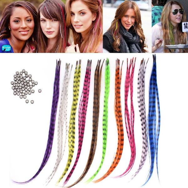 50 Uds. De plumas sintéticas multicolor rectas de 15-16 pulgadas para extensiones de cabello, accesorios de ropa de fiesta, decoración artesanal DIY