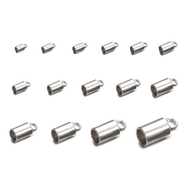 50 pièces 15 tailles chaîne cordon à sertir fin perles en acier inoxydable seau cordon à sertir embouts attaches pour bijoux bricolage faisant des accessoires 245B