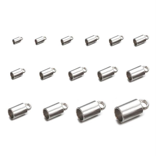 50 pièces 15 tailles chaîne cordon à sertir fin perles en acier inoxydable seau cordon à sertir embouts attaches pour bijoux bricolage faisant des accessoires 232S