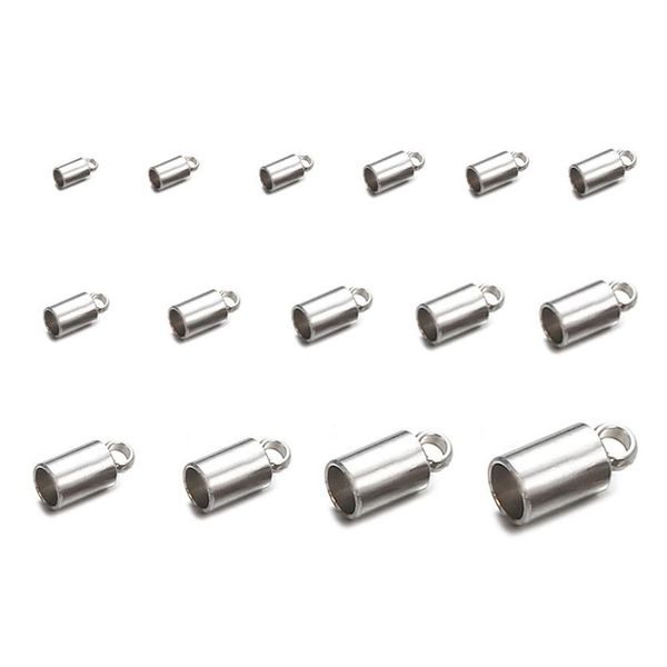 50 pièces 15 tailles chaîne cordon à sertir fin perles en acier inoxydable seau cordon à sertir embouts attaches pour bijoux bricolage faisant des accessoires 225R