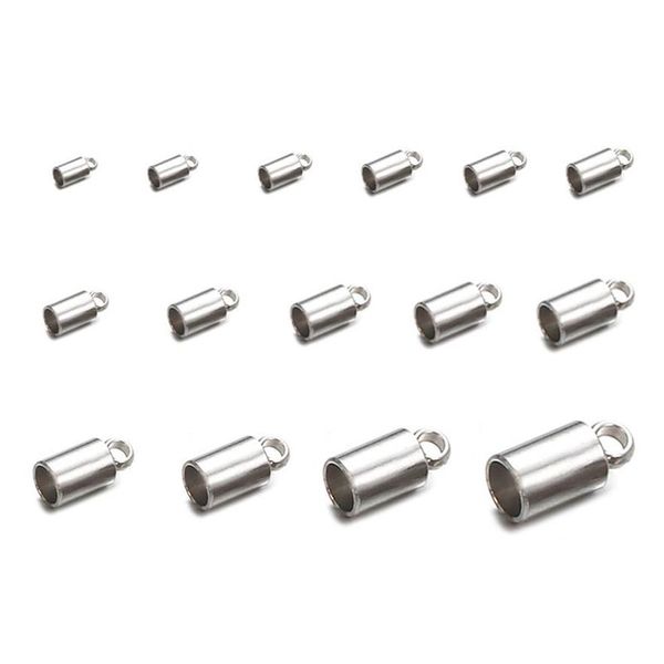 50 pièces 15 tailles chaîne cordon à sertir fin perles en acier inoxydable seau cordon à sertir embouts attaches pour bijoux bricolage faisant des accessoires 326U