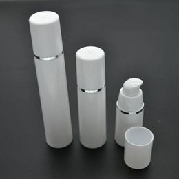 50 stcs 15 ml cilindrische zilverrand plastic emulsie airless pomp mini fles lege cosmetische monster verpakkingscontainer spb101 twcgb