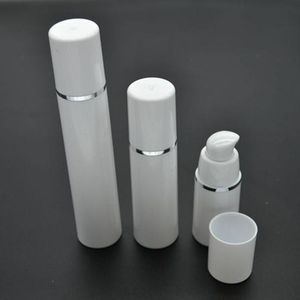 50 stcs 15 ml cilindrische zilverrand plastic emulsie luchtloze pomp mini fles lege cosmetische monster verpakkingscontainer spb101 abgtw