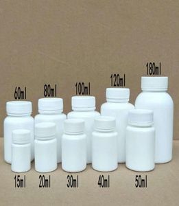50pcs 15ml20ml30ml60ml100ml Plastique PE Blanc des bouteilles de joints vides Solide Pidre Pill Pill Filals Réactifs RÉAGENT CONTERNEURS9263567