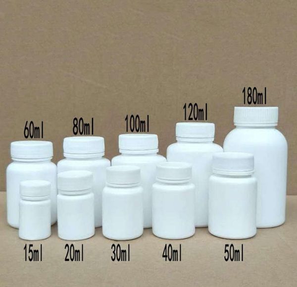 50pcs 15ml20ml30ml60ml100ml Plastique PE Blanc des bouteilles de joints vides Solide Pidre Pill Pill Filals Réactifs RÉAGENT CONTERNEURS4968531