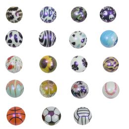 50 stcs 15 mm mist kleur luipaard print basketbal patroon voedsel grade siliconen kralen diy armband ring sleutelhanger accessoires 240528