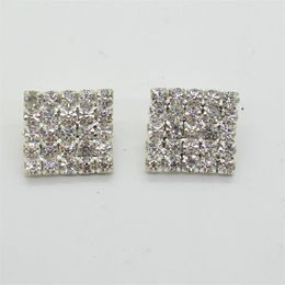 50 stks 16x16mm Vierkante Strass Versiering Knoppen Plaksteen DIY Kristallen Gespen Fabriek 281y