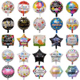 50pcs 18 pouces nouvelle feuille d'hélium espagnole Feliz cumplea os ballons globo joyeux anniversaire décor or Rose rond vente en vrac 1027212e