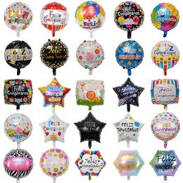 50pcs 18 pouces nouvelle feuille d'hélium espagnole Feliz cumplea os ballons globo joyeux anniversaire décor or Rose rond vente en vrac 1027279c