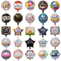 50pcs 18 pouces nouvelle feuille d'hélium espagnole Feliz cumplea os ballons globo joyeux anniversaire décor or Rose rond vente en vrac 1027278A