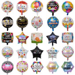 50 Stück 18 Zoll neue spanische Heliumfolie Feliz Cumplea OS Ballons Globo Happy Birthday Dekor Roségold rund Großverkauf 1027302Y