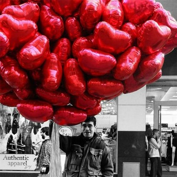 50pcs 18 pouces Rose Or Rouge Rose Amour Feuille Coeur Ballons À L'hélium De Mariage Fête D'anniversaire Saint Valentin Globos Fournitures 220225