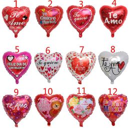 50 stks 18 inch Spaanse Bruid en Bruidegom I Love U folie mylar ballonnen Liefde Hart bruiloft Valentijnsdag helium ballon globos275C