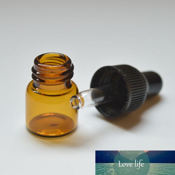 Bouteille en verre ambré de 1ml, flacon d'échantillon de parfum pour huile essentielle, petite bouteille Portable, livraison gratuite, 50 pièces
