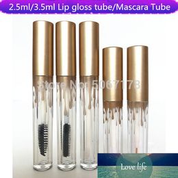 50 stks 2.5 ml 3.5ml lege mascara-buis met gouden dop, DIY Clear Lip Gloss fles, cosmetische eyeliner navulbare containers