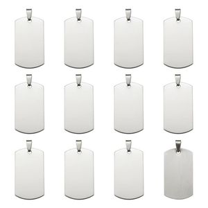 50 Uds. Colgantes rectangulares de acero inoxidable 201 con etiquetas de estampado en blanco con cierre a presión F80, suministros para fabricación de collares de joyería DIY 211235F