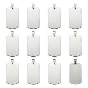 50pcs 201 pendentifs d'étiquette d'estampage vierges rectangulaires en acier inoxydable avec pression sur la caution F80 fournitures pour la fabrication de colliers de bijoux à bricoler soi-même 211246w