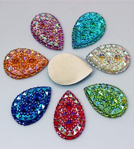 50 -stcs 2030 mm AB kleurval peer vorm hars strass steentjes flatback hars kristalstenen decoratie zz5205953096