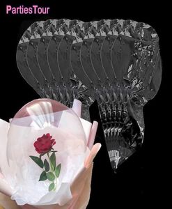 50pcs 20 pouces 75 cm de large Mouce Transparent Bobo Ballons LED Rose Ballon Bouquet Fête D'anniversaire Valentine039s Jour De Mariage Globos9852978