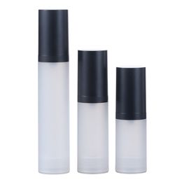 50 pcs 20 ml 30 ml 50 ml Noir Givré Airless Pompe Vide Bouteille Conteneur Rechargeable En Plastique Distributeur Voyage Cosmétique Bouteilles