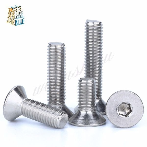 50pcs 20pcs 10pcs 5pcs DIN7991 M2 M2.5 M3 M4 M5 M6 M8 SUS304 INOX Hex Socket Tornillo de juguete de la cabeza de la cabeza plana de la cabeza plana