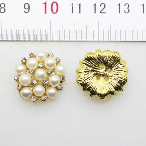 Boutons de perles rondes en strass de 22mm, 50 pièces, décoration de mariage, boucles à faire soi-même, accessoire argent doré 306O ZZ