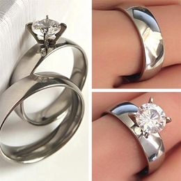 50 pz 25 paia argento acciaio inossidabile coppie di nozze anello larghezza 6 mm semplice fascia zircone amanti anello anniversario regalo di fidanzamento J277k