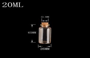 50pcs 26x65x125mm petites bouteilles en verre avec bouchons bricolage 20 ml vides flacons transparents pots conteneurs 3595934